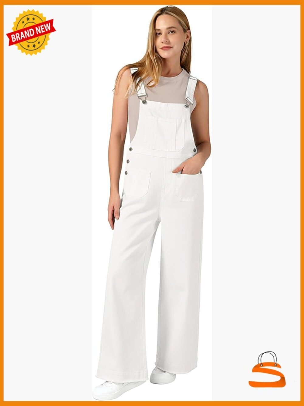 Women's Denim Overalls Loose Fit Stretchy Baggy Wide Leg Casual Jumpsuit